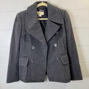 Michael Kors Gray Wool Double-Breasted Women's Pea Coat Size XS